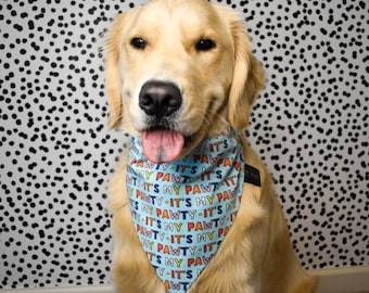 It's My Pawty Over The Collar Dog Bandana, Dog Birthday Bandana, Puppy Birthday Party, Dog Birthday Party, Confetti Dog Bandana, Dog Bday