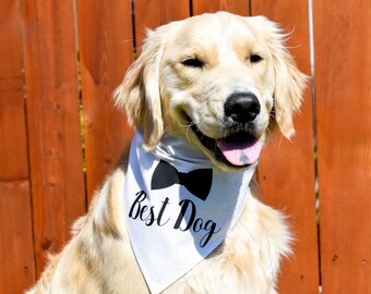 Over The Collar Best Dog Bandana, Best Man Dog Bandana, Wedding Dog Bandana, Groomsman Dog Bandana, Wedding Photo Prop, Wedding Photos