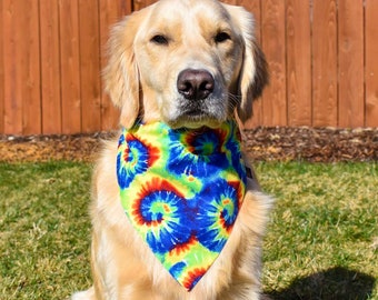Cotton Tie-On Pet Scarf by City Dogs Tie-Dye Sun Burst Dog Bandana Handmade in USA