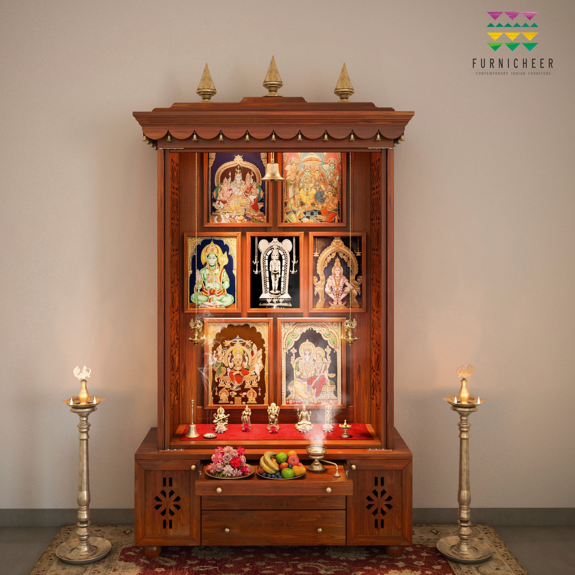 Solidwood Handcrafted Free Standing Temple for Home With Etsy