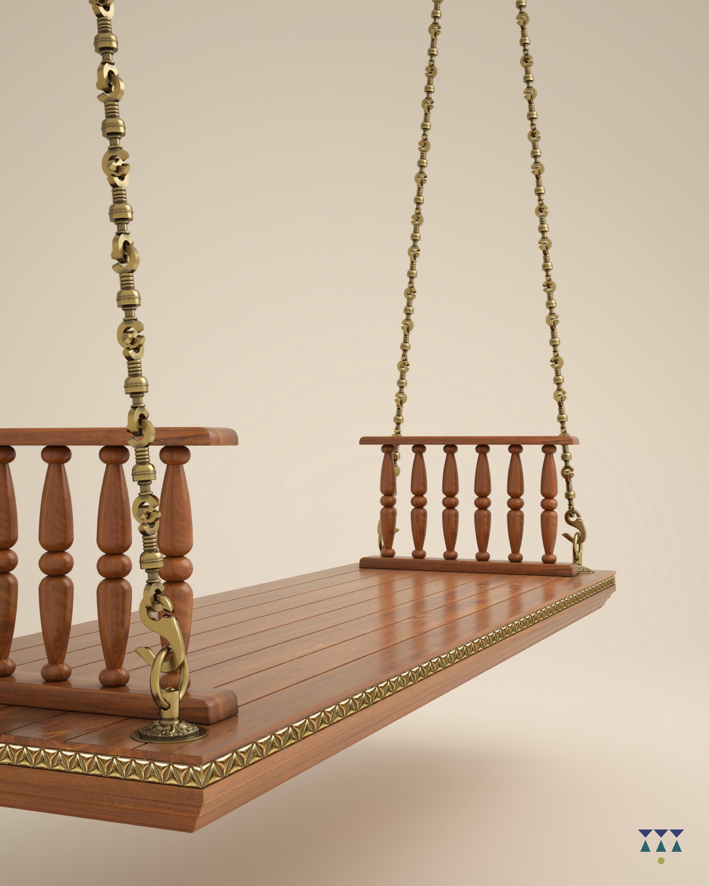 Kiesh - Indian Wooden Swing With Brass Chain | Handcrafted
