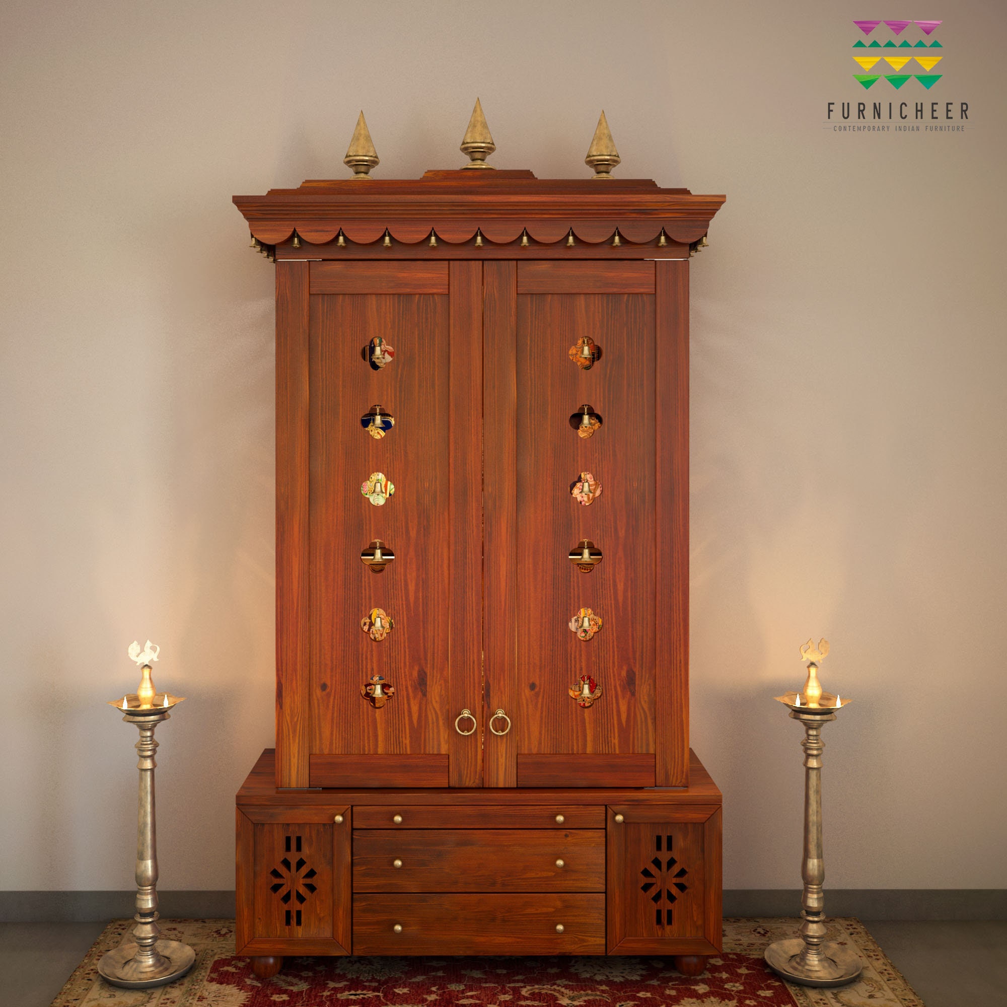 Solidwood Handcrafted Free Standing Temple for Home With Etsy