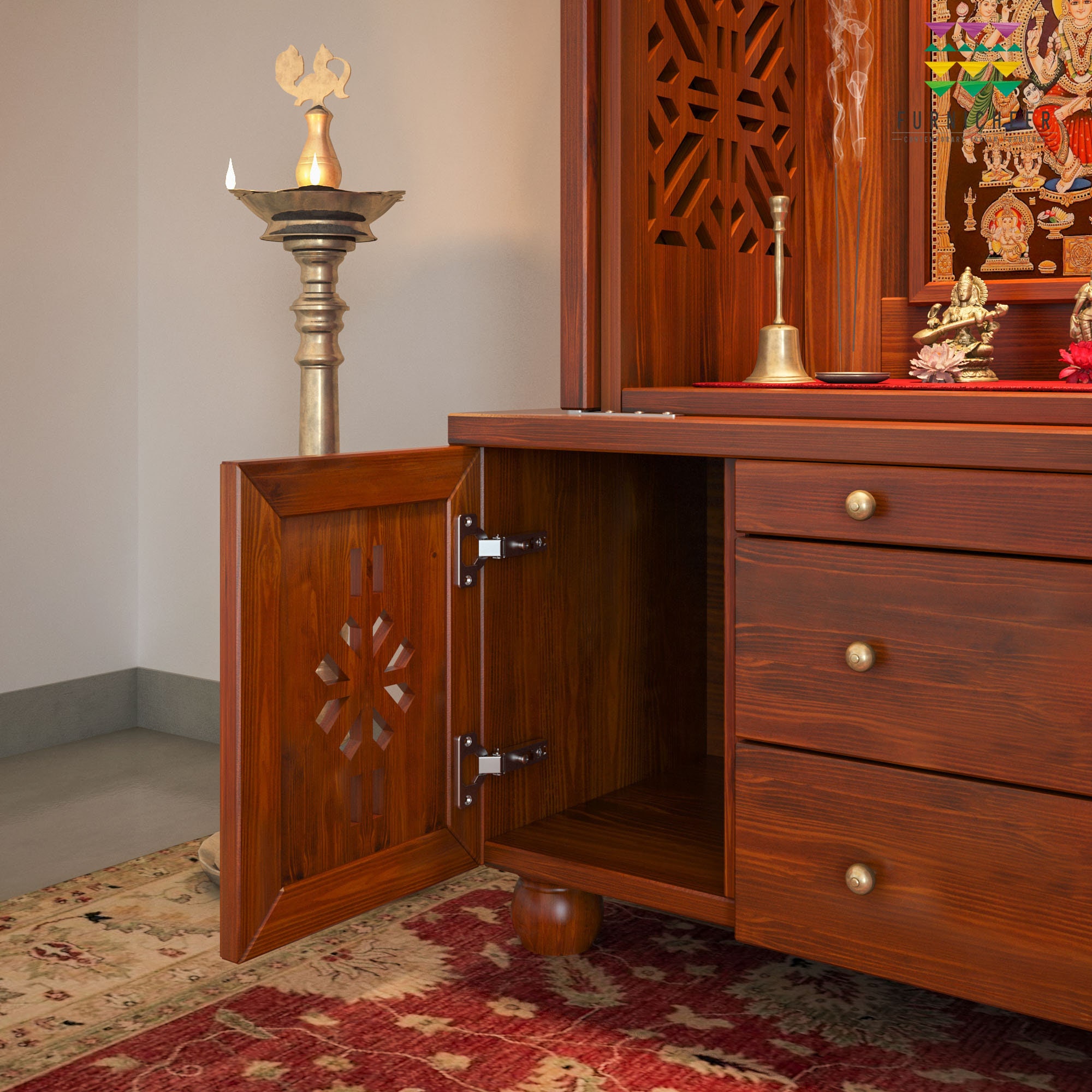 Solidwood Handcrafted Free Standing Temple for Home With Etsy