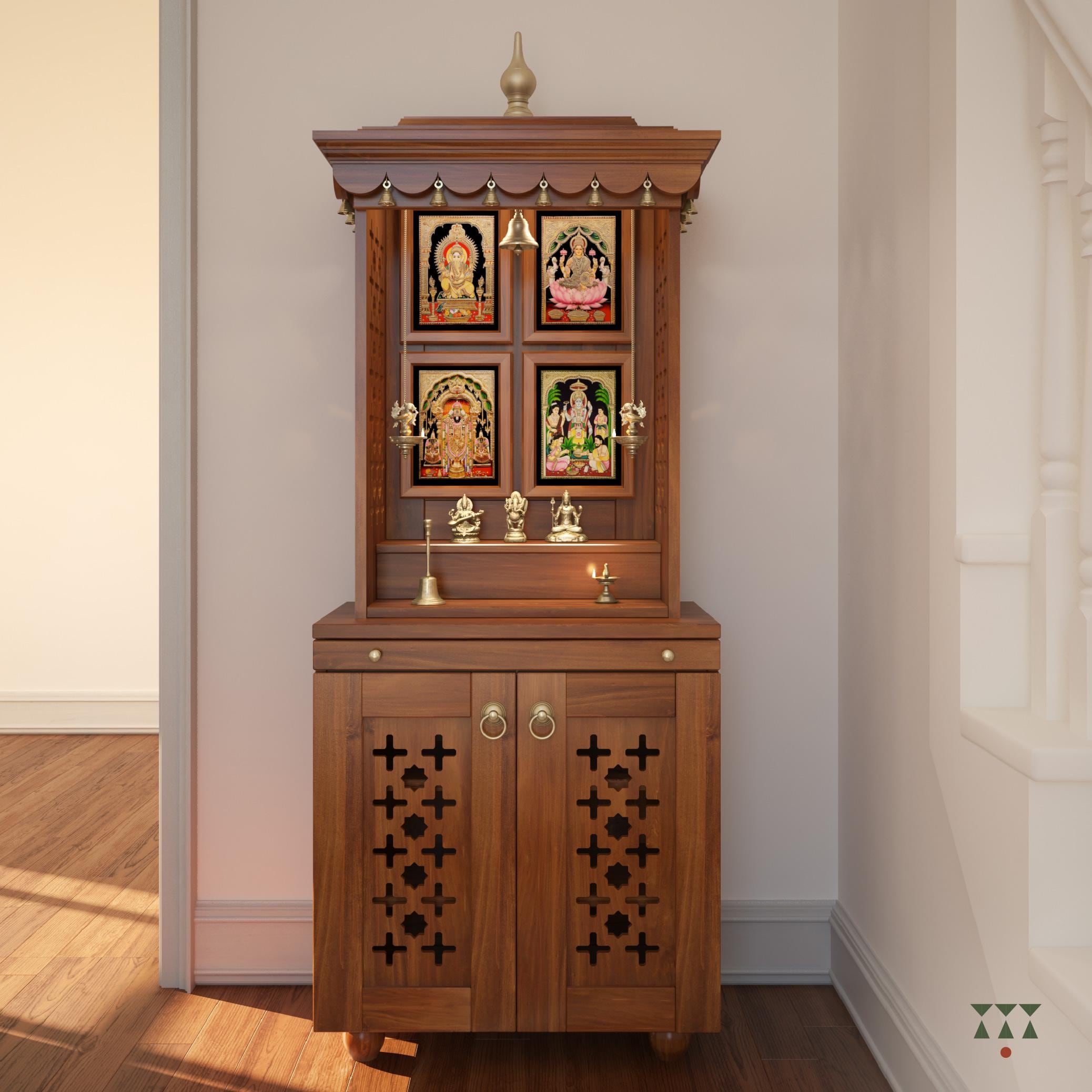 Gaurya - Ethnic Indian Pooja Mandir for Home | Wooden Temple