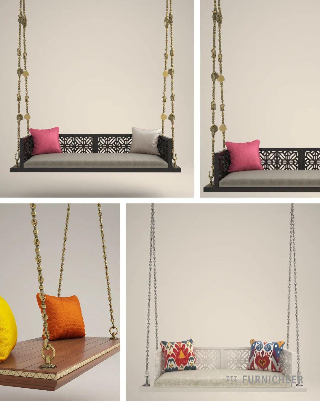 ANANTA Indian Jhoola Swing in Solid Wood With Carved Back and Armrest, Finished in Black PU and Pure Brass Animal Motif Chain Links - Etsy ANANTA Indian Jhoola Swing in Solid Wood With Carved Back and Armrest, Finished in Black PU and Pure Brass Animal Motif Chain Links - Etsy