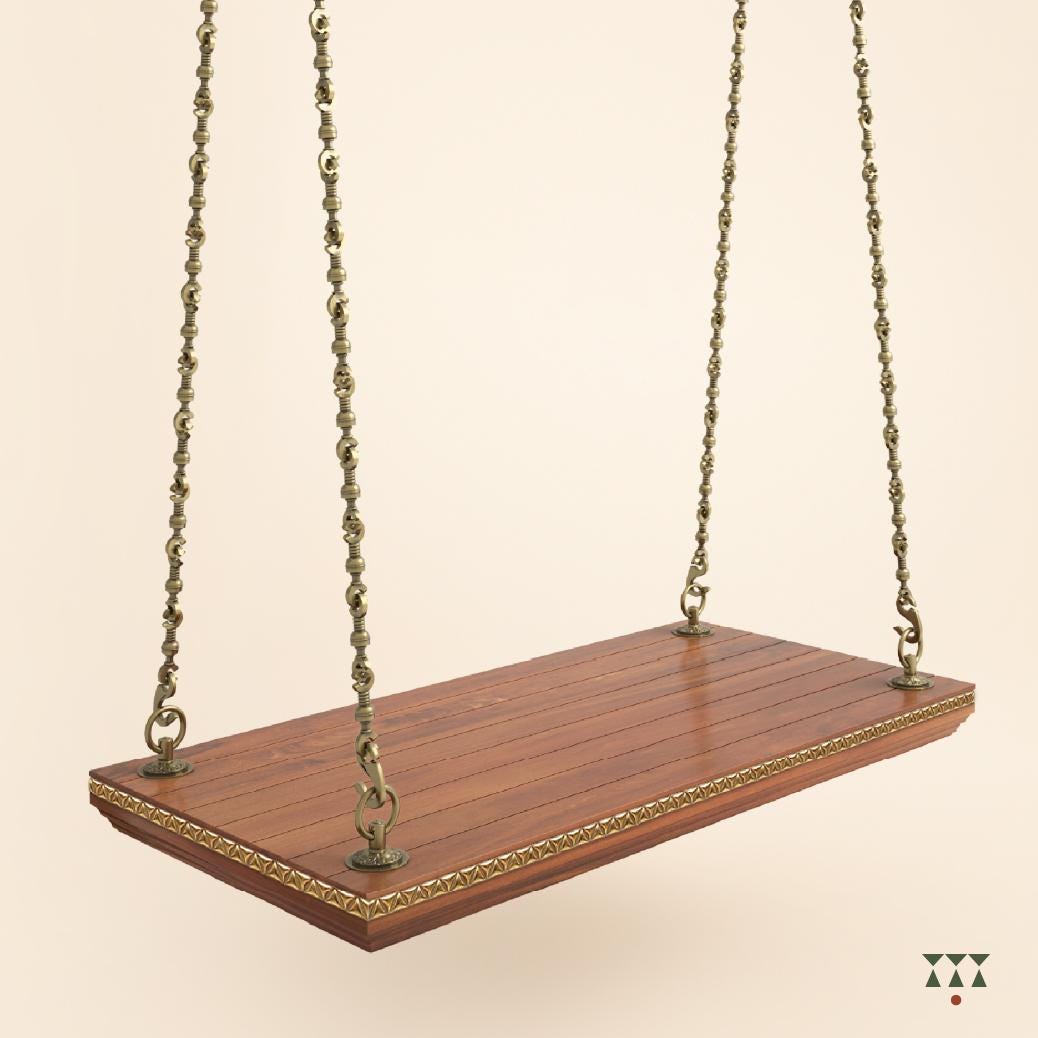 Vrisa Gold - 真鍮チェーン付き手作り無垢材製インド風ブランコ - Etsy