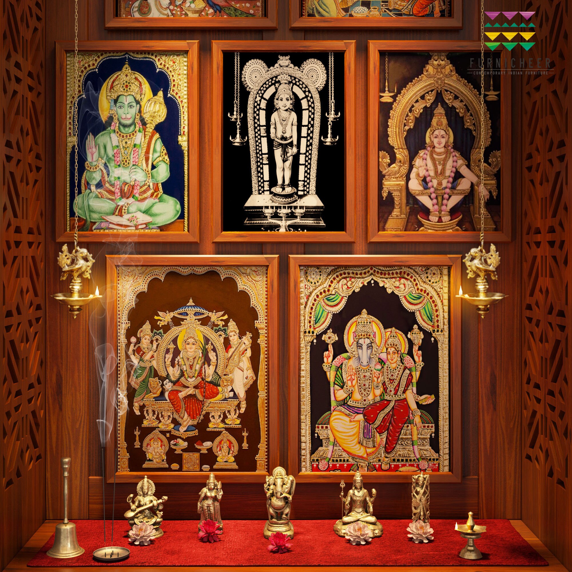 Solidwood Handcrafted Free Standing Temple for Home With Etsy