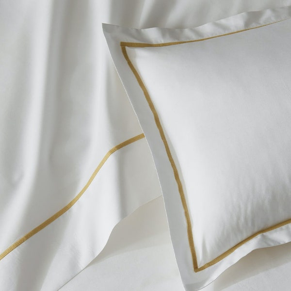 Pillow/Euro Sham 400 Thread Count Cotton Sateen Hotel Stitch in Single Edge Embroidery