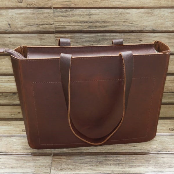 Leather Tote Bag for Women, Genuine Leather Bag, Ledertasche, Handbag Gift for Women, Work Tote, Gift for Her, Brown Leather Bag