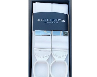 Albert Thurston white Barathea leather end braces