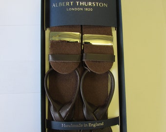 Albert Thurston Bretelle terminali in pelle marrone