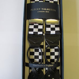 Albert Thurston Black & White Police Design Leather End Braces