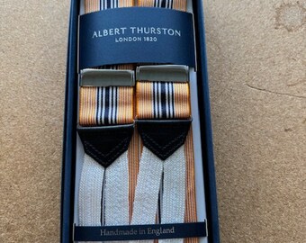 Albert Thurston Orange & Navy Stripe Braid End Braces