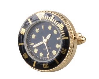 Working watch cufflinks black/gold colour,Japanese movement