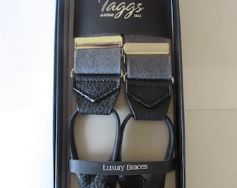 Taggs Luxury Woolfelt Charcoal Grey Leather End Braces