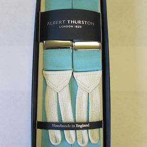 Albert Thurston Ice Blue Barathea Braid End Braces