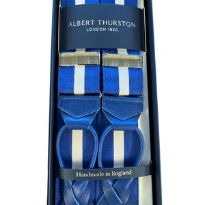Albert Thurston Exclusive to Taggs Barathea Braces Royal/White/Regimental  Stripe