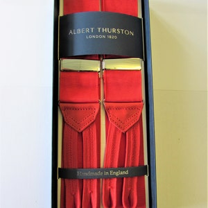 Albert Thurston Red Grosgrain/Moire Braces Red Braid ends and Tabs Silver fittings (multifit)