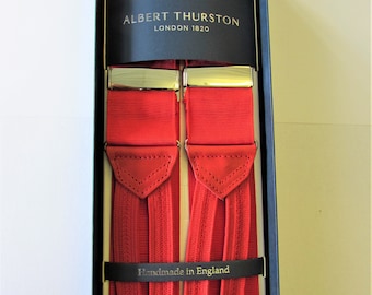 Albert Thurston Red Grosgrain/Moire Braces Red Braid ends and Tabs Silver fittings (multifit)