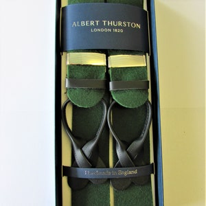 ALBERT THURSTON PURPLE BOXCLOTH SILVER FITTINGS BLACK LEATHER ENDS