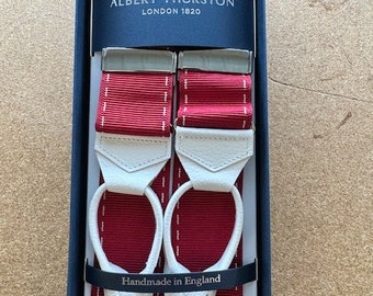 Albert Thurston Red With Natural Stitch Leather End Braces