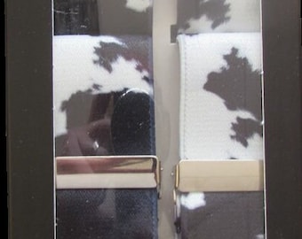 NEW! Black & White Cow  Pattern  35mm Elasticated Clip End Braces