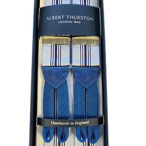 Albert Thurston Exclusive to Taggs Barathea Braces Royal/White/Sky Stripe
