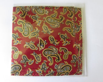 Red Paisley Pure Silk Handkerchief