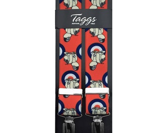 Taggs Exclusive Red Vespa with Target  35mm Digital Print Elasticated Mens Braces  (Made In England)