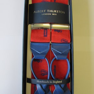 Albert Thurston Red London Scene Design Leather End Braces