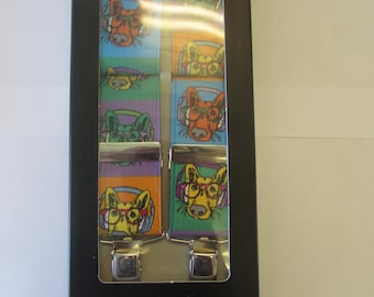 Dogs Pop Art Elasticated Clip on Braces