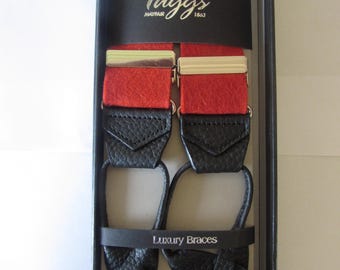 Tirantes de cuero naranja brillante de fieltro de lana de lujo Taggs