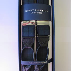 Albert Thurston Black Watch Fabric Leather End Braces