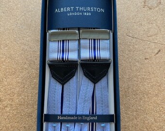 Albert Thurston tirantes trenzados a rayas en azul claro y azul marino