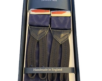 Albert Thurston Navy Blue Moire Braces Navy Braid Ends and Tabs