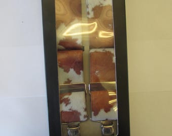Cow Hide Design Mens Clip on Braces