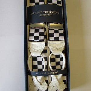 Albert Thurston Black & White Police Design Leather End Braces