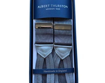 Albert Thurston Dark Grey Moire with Silver Fittings Grey Braid End Braces