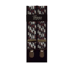 Taggs Exclusive Red Wine Bottles  35mm Digital Print Elasticated Mens Braces  (Made In England)