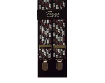 Taggs Exclusive Red Wine Bottles  35mm Digital Print Elasticated Mens Braces  (Made In England)