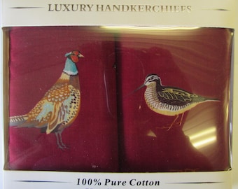 Gamebird Luxury Cotton Handkerchiefs Burgundy