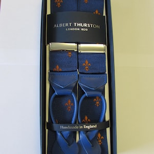 Albert Thurston Fleur De Lis Rigid Leather End Braces