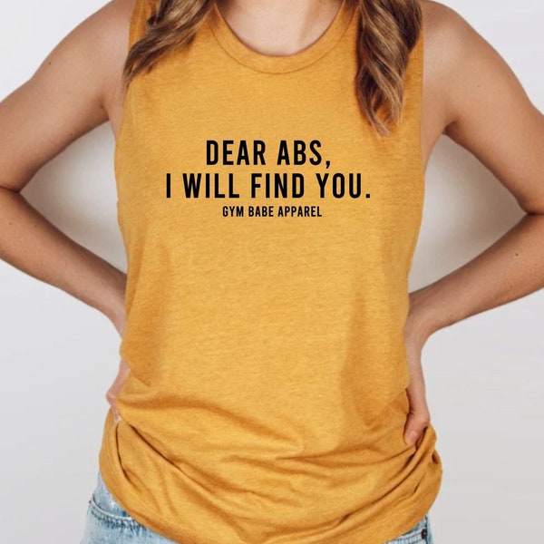 Cute Workout Clothes For Women, Gym Clothes For Women, Cute Shirts For The Gym, Dear Abs Muscle Tank, Gym Shirts With Funny Sayings