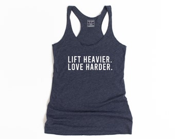 Workout Tanks For Women, Workout Clothes, Funny Gym Tank, Workout Shirts, Women's Tank Tops, Gym Shirts For Women, Lift Heavier, Love Harder