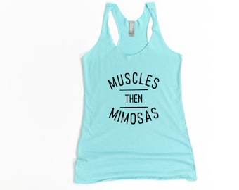 Workout Shirts, Workout Tanks For Women, Womens Workout Tank, Muscles then Mimosas, Funny Workout Tanks For Women, Gym Tank, Gym Shirt