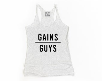 Gym Tank Top, Funny Gym Tank, Workout Clothes, Workout Tanks For Women, Lifting Shirt, Women's Workout Tank, Gym Apparel, Gains Over Guys