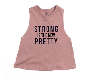 Gym Motivation, Workout Motivation, Cute Gym Clothes For Women, Strong is the New Pretty, Gym Crop Top, Shirts With Funny Sayings, Fitness