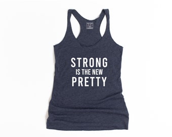 Workout Clothes, Gym Shirts For Women, Funny Workout Tank, Strong Shirt, Strong Is The New Pretty, Boxing Shirt, Yoga Shirt, Running Shirt