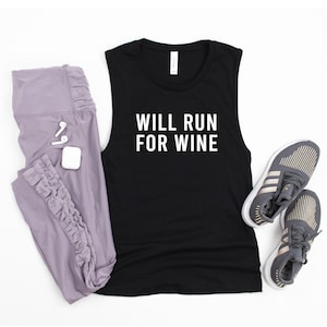 Running Tanks, Running Shirt, Running Gifts, Workout Shirts, Workout Tanks voor vrouwen, Funny Workout Tanks, zal lopen voor wijn, wijn geschenken