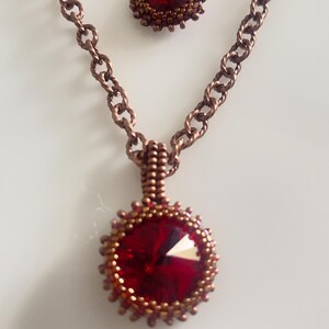 Handcrafted Bezeled Ruby Red Stone Necklace (12 inch) image 2